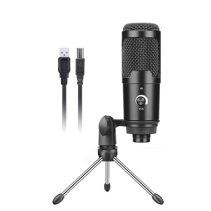 Microphone Condenser USB Mikrofon with Stand Koneksi USB