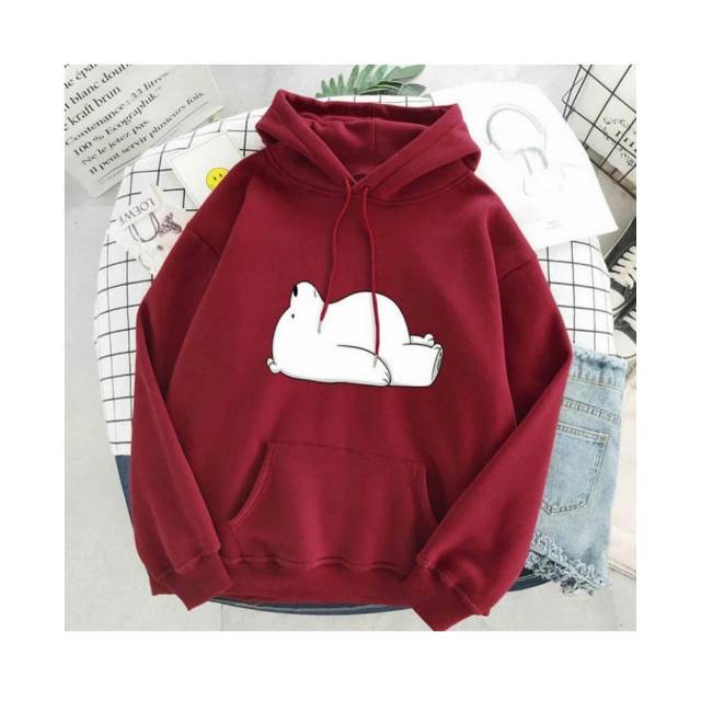 SLEEP THE BEAR HOODIE WANITA - ATASAN TEBAL LUCU TERLARIS