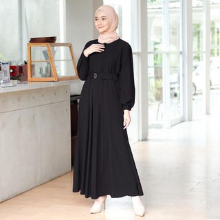 Baju Gamis Wanita Muslim Terbaru Sandira Dress cantik Murah kekinian GMS01 WN 1-MNA HITAM