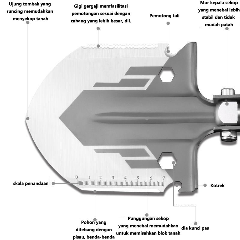 Multi-Fungsi Lipat Sekop Survival Kit Alat Berkebun Berkemah Lipat Serbaguna Sekop