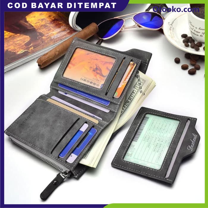 Dompet Kulit Pria Grey Abu2 Model Bogesi Premium Vintage Hadiah Kado