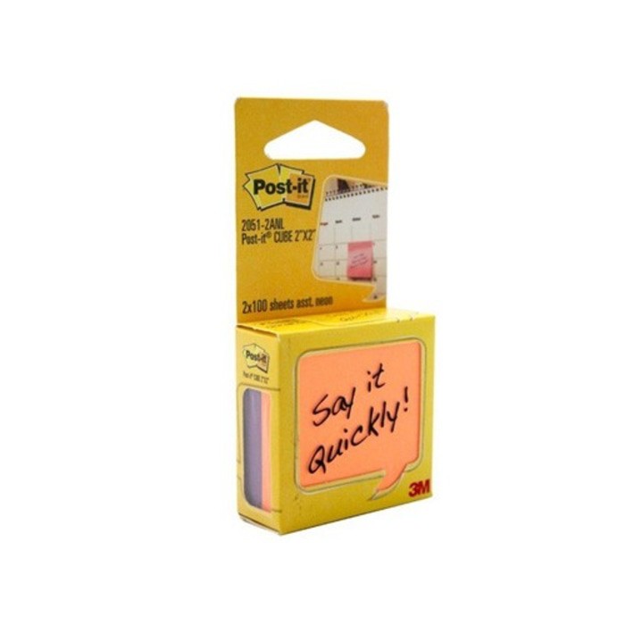 

3M POST IT Cube 2051-2ANL 2x2 inch Neon Colour