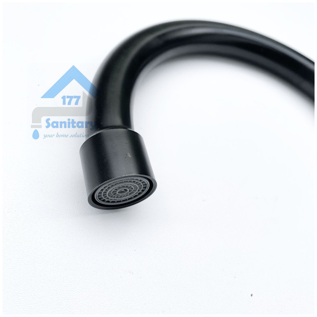 Kran angsa Meja stainless HITAM 20191BL-Keran air sink cuci Piring Black stenlis faucet tap wastafel sink bak/D3