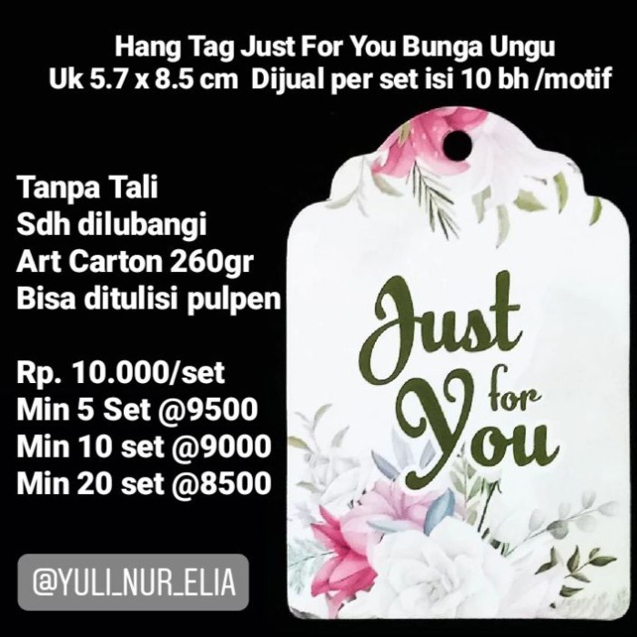 

Gilaa!!! Hang Tag Just For You Uk 5.7X8.5Cm Dijual Per Set Isi 10Bh/Motif Terlaris