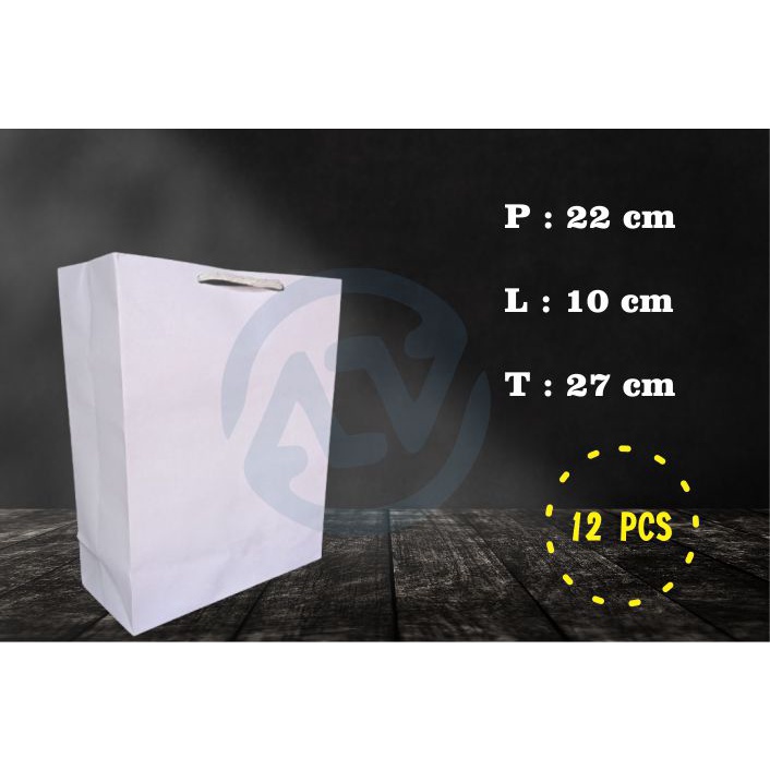 

Tas Kertas PaperBag Putih Polos Souvenir 12 Pcs
