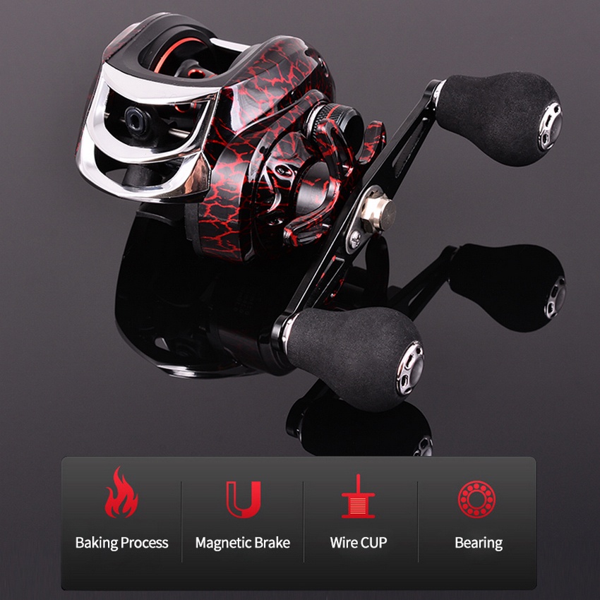 Baitcasting Reel 18+1BB 10kg Max Drag 7.2:1 tangan kiri gulungan pancing wire cup