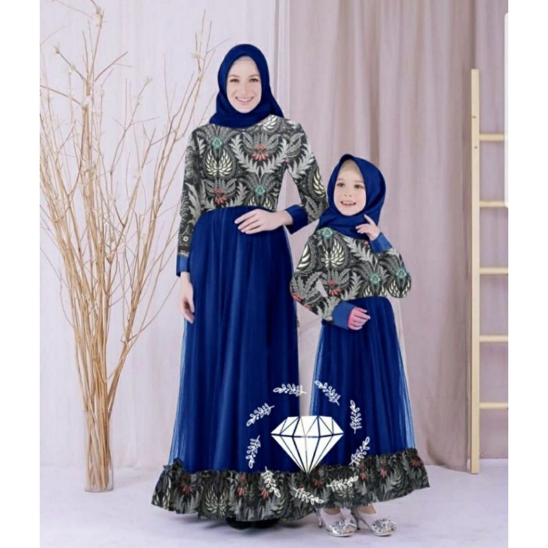 Baju Muslim Couple Ibu dan Anak Batik Amanda Series Kapel Maxi Dress