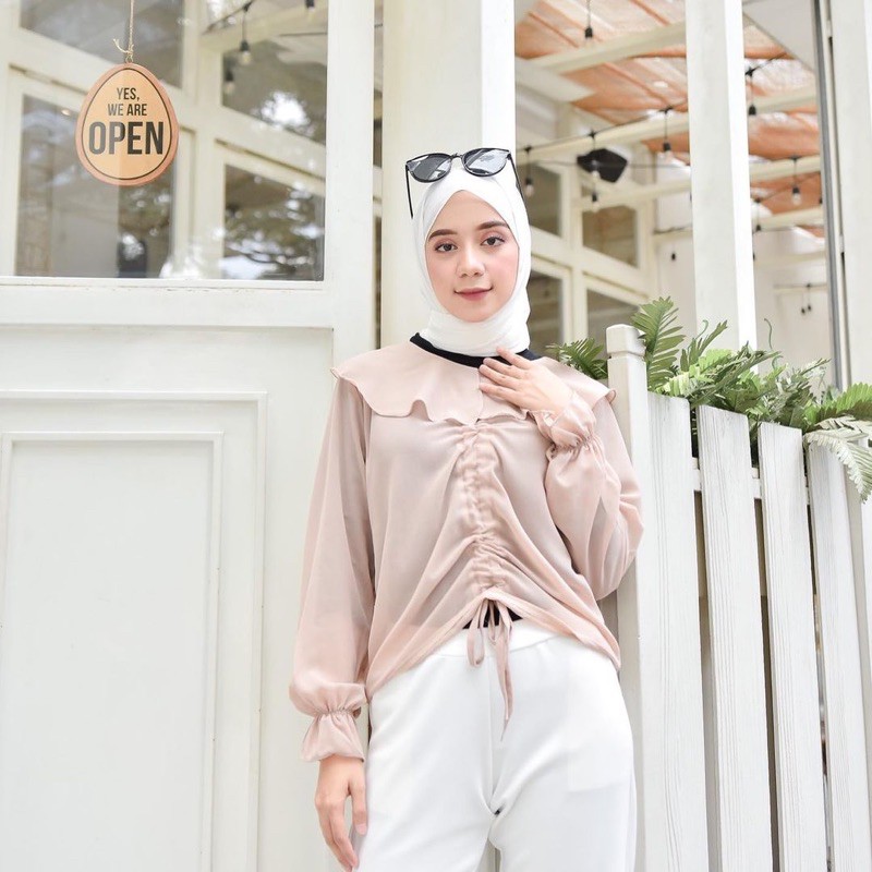 (MGA) BLOUSE MARETHA REMPEL BALLON DAILY BUSUI WANITA BLOUSE MOSCREPE