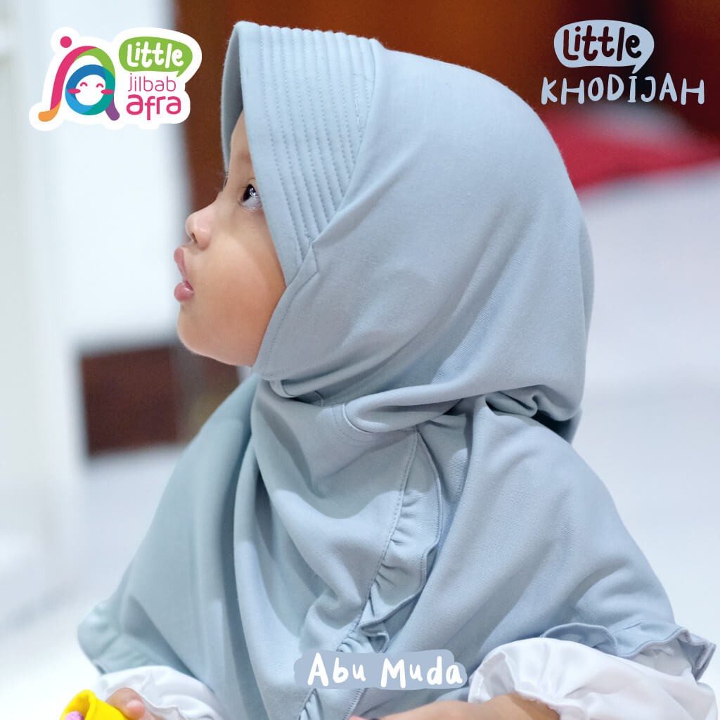 Jilbab Instan Anak Little Khodijah Abu Muda - Little Jilbab Afra - Bahan Kaos, Adem &amp; Lembut