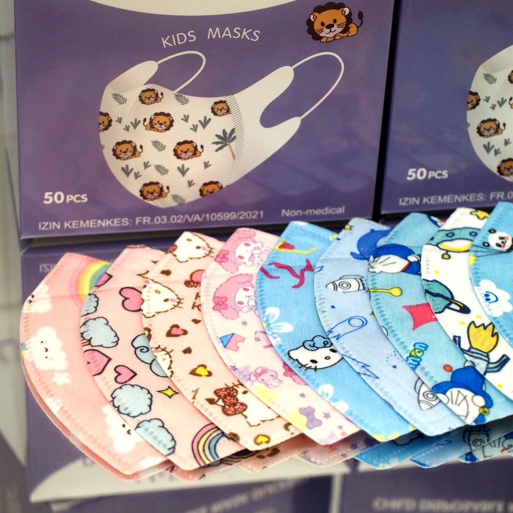 MASKER DUCKBILL MOTIF  ANAK 4-12 THN  KARAKTER BTS BT21 | MASKER 3PLY DUCKBILL ANAK PERBOX ISI 50 PCS