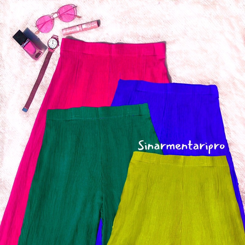 Celana Kulot Crinkle HighWaist Anti Kusut