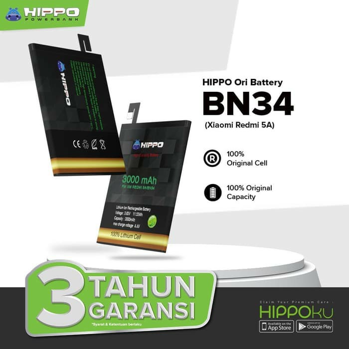 Hippo Baterai Batre Xiaomi Redmi 5a Batre Hippo Bn 34 Original Battery Xiao Mi BN 34 Garansi Resmi