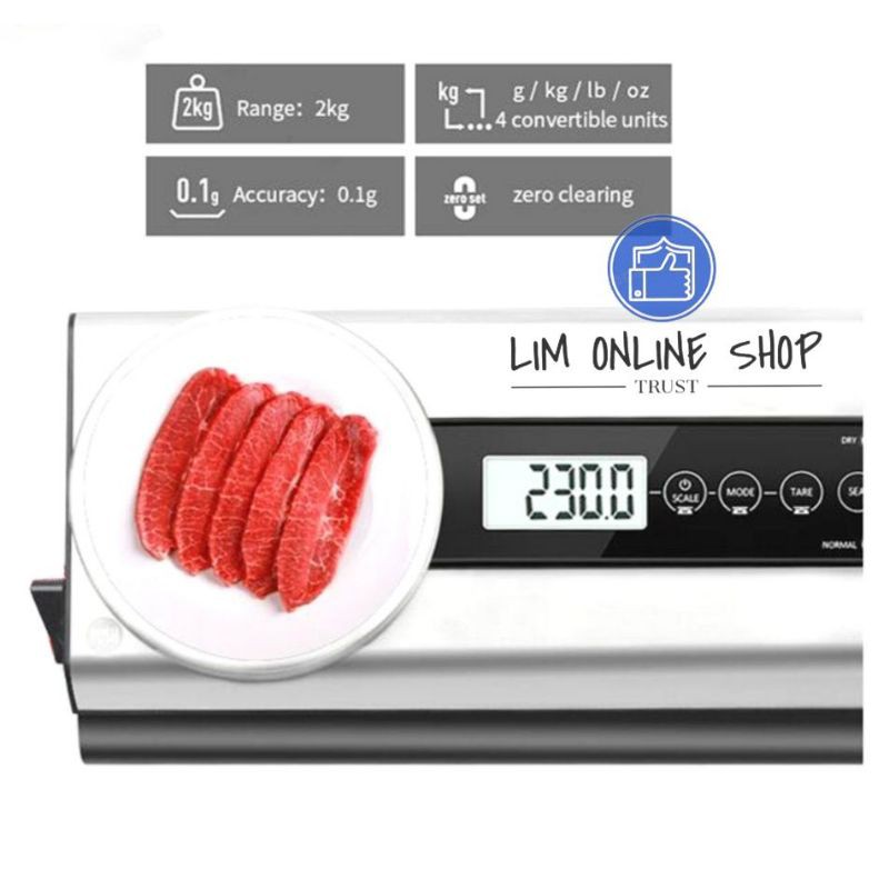 Mesin Vacuum Sealer Timbangan Dapur Digital Scale 2KG Portable Packing Pembungkus Makanan Grade Food