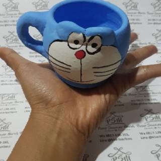 Souvenir Sovenir Gelas Doraemon Unik Tanah  Liat  Karakter  