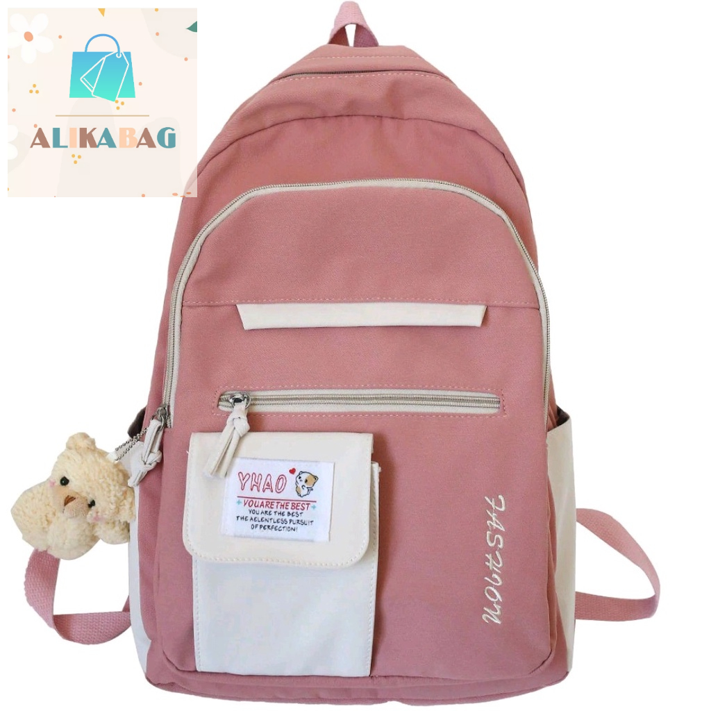 ALIKA BAG - Backpack Korea Multifungsi Tas Sekolah Wanita Kanvas Back To School Wanita Cewek Terlaris