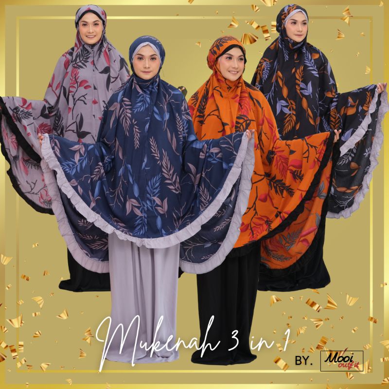 Mukenah 3in1 Muat M - Xxxl Jumbo Free Sajadah Dan Tas- Mukenah Jumbo- Mukenah Rayon