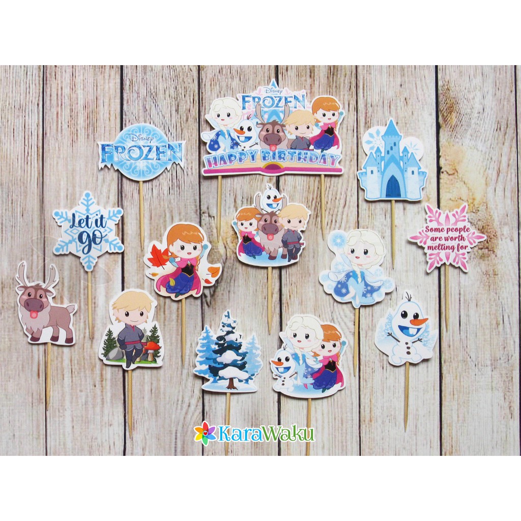 

Frozen Cake Topper Birthday / Hiasan Tusukan Kue Cupcake Puding Ultah Elsa Anna Olaf Disney