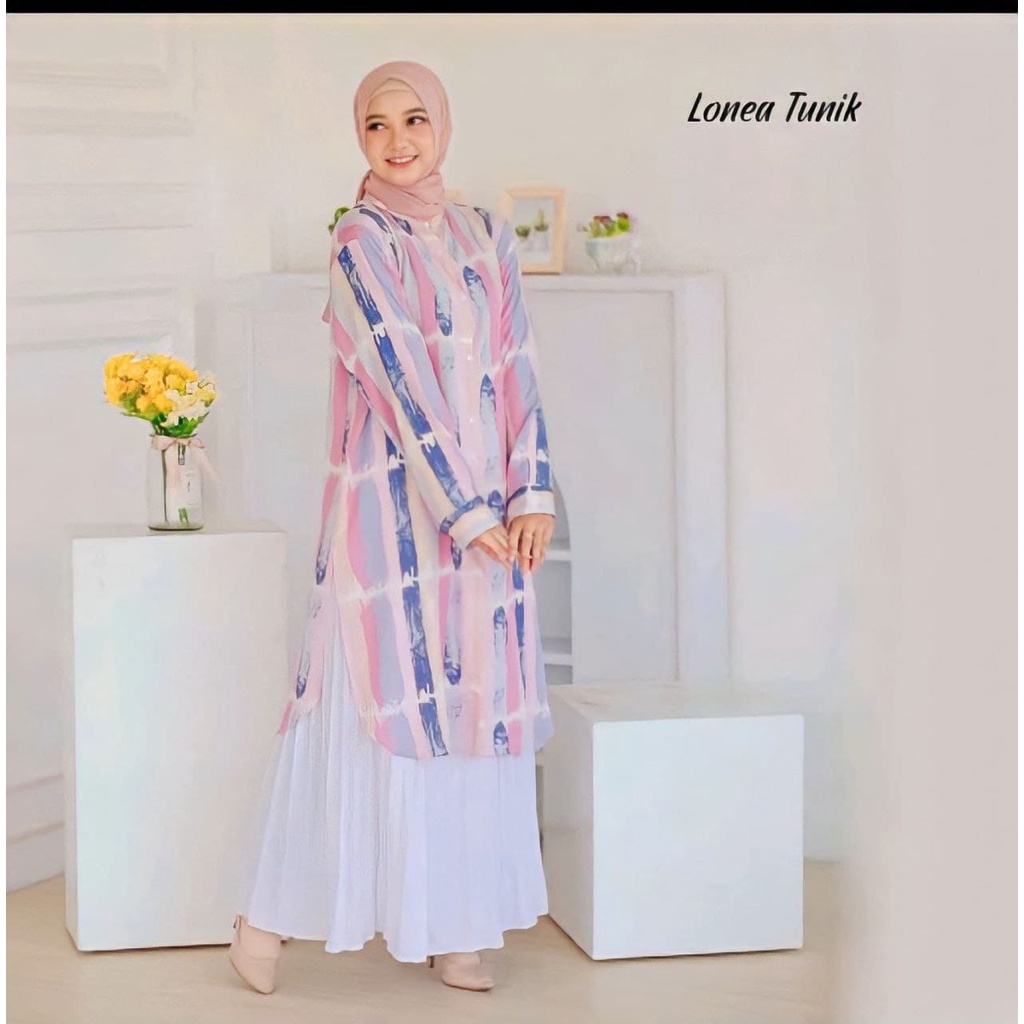 Tunik Wanita Rayon Viscose Premium Baju Tunik Wanita Terbaru Lengan Panjang Busui LD 110 cm