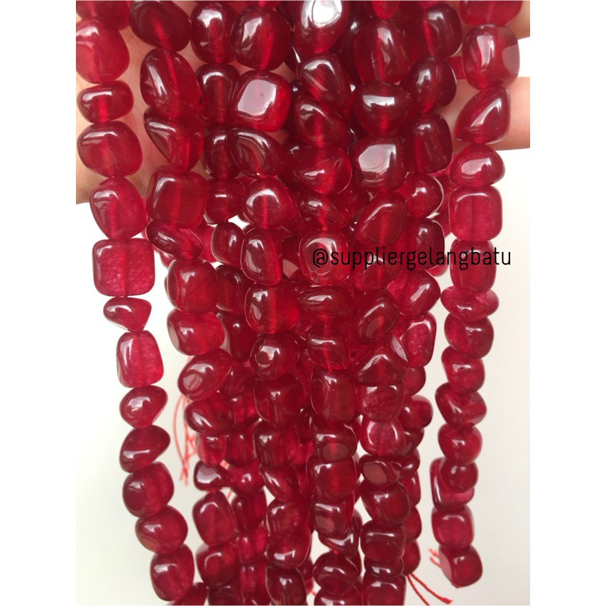 manik Batu alam red agate pink Beads 12 x 10mm bahan gelang kalung beads supplier aksesoris craft