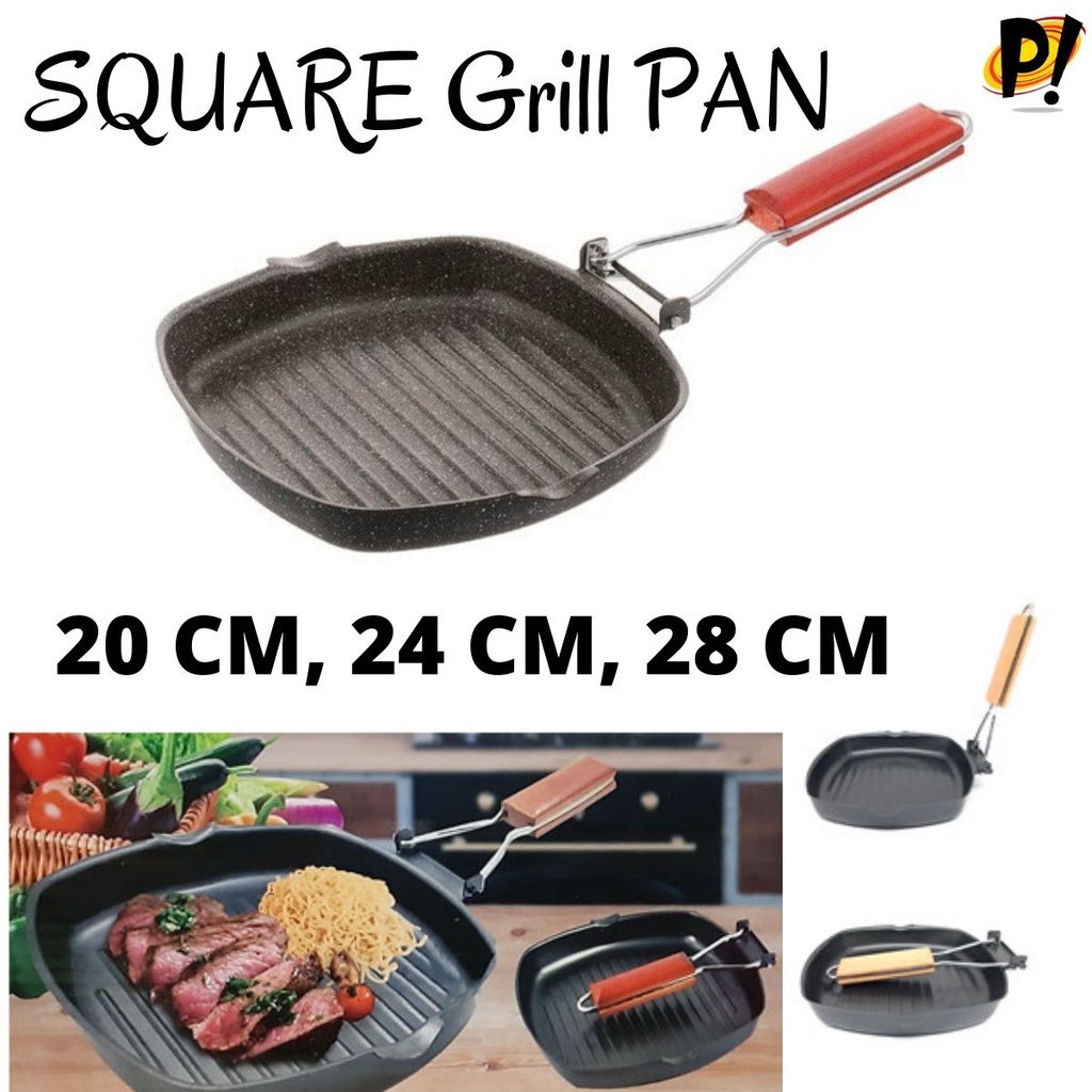 (VCM) PANCI PEMANGGANG SQUARE GRILL PAN 20CM, 24CM / SQUARE GRILL LIPAT 20CM , 24CM