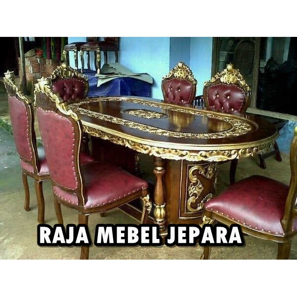 meja makan ganesha gendong jati ukir jepara