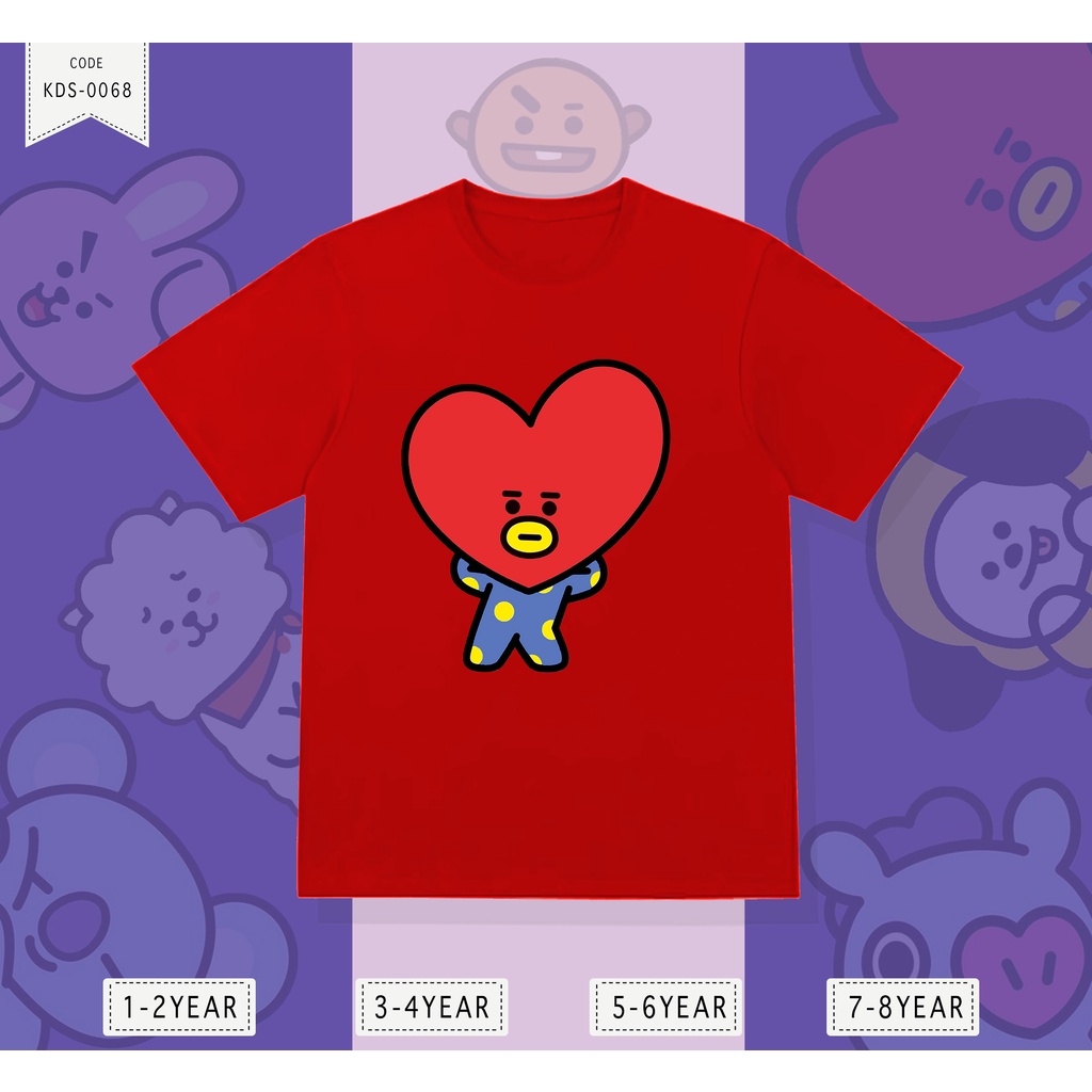 KAOS ANAK-ANAK TATA / CHIMMY / CHOOKY / SHOOKY / RJ / KOYA / MANG REAL / BT21 / BAHAN ADEM