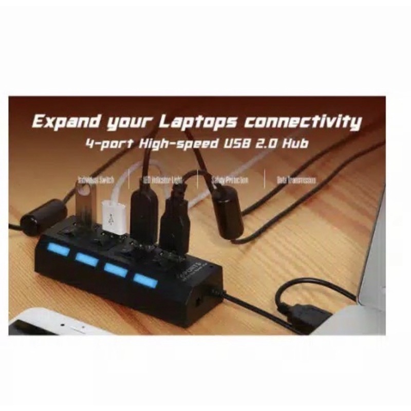 USB Hub 4 Pot - USB Hub 4 Port Output On Off Saklar Lampu USB 2.0