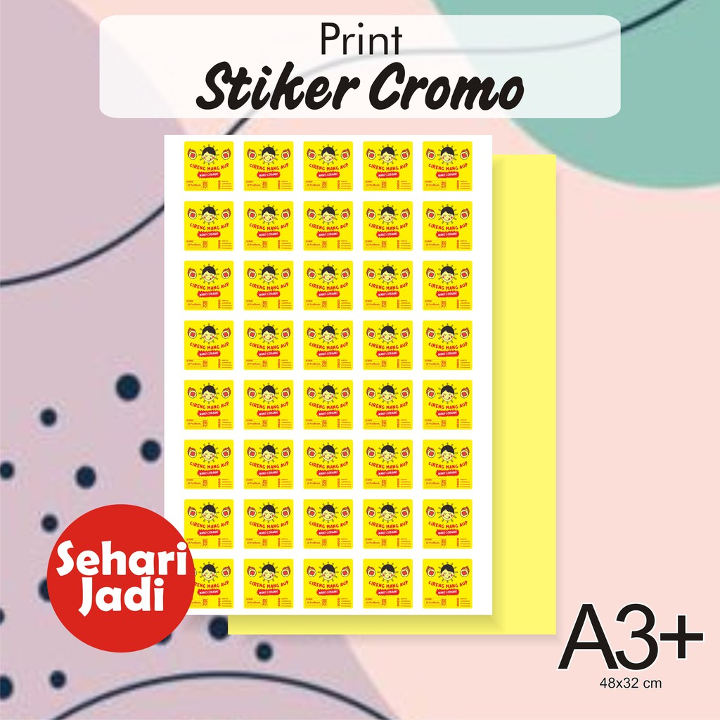 

CETAK STIKER LABEL MAKANAN STIKER CROMO PRINT STIKER CROMO A3+