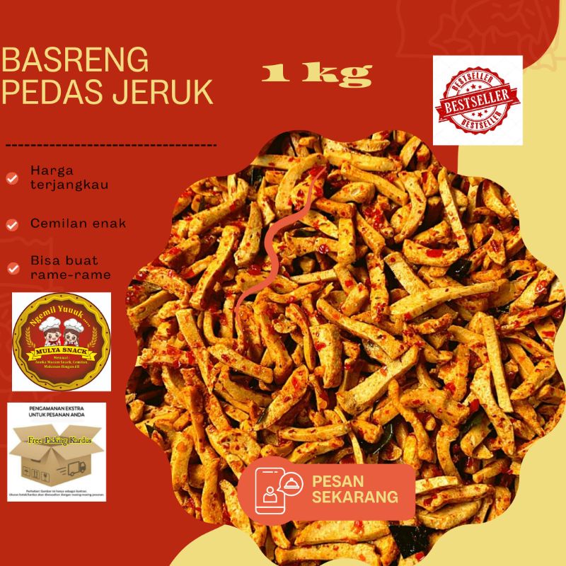 

Basreng pedas daun jeruk 1kg / baso goreng pedas