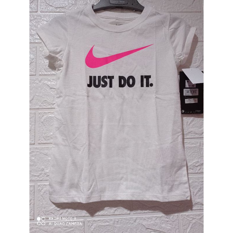SALE KAOS ANAK PEREMPUAN NIKE KIDS JUST DO IT WHITE PINK ORIGINAL