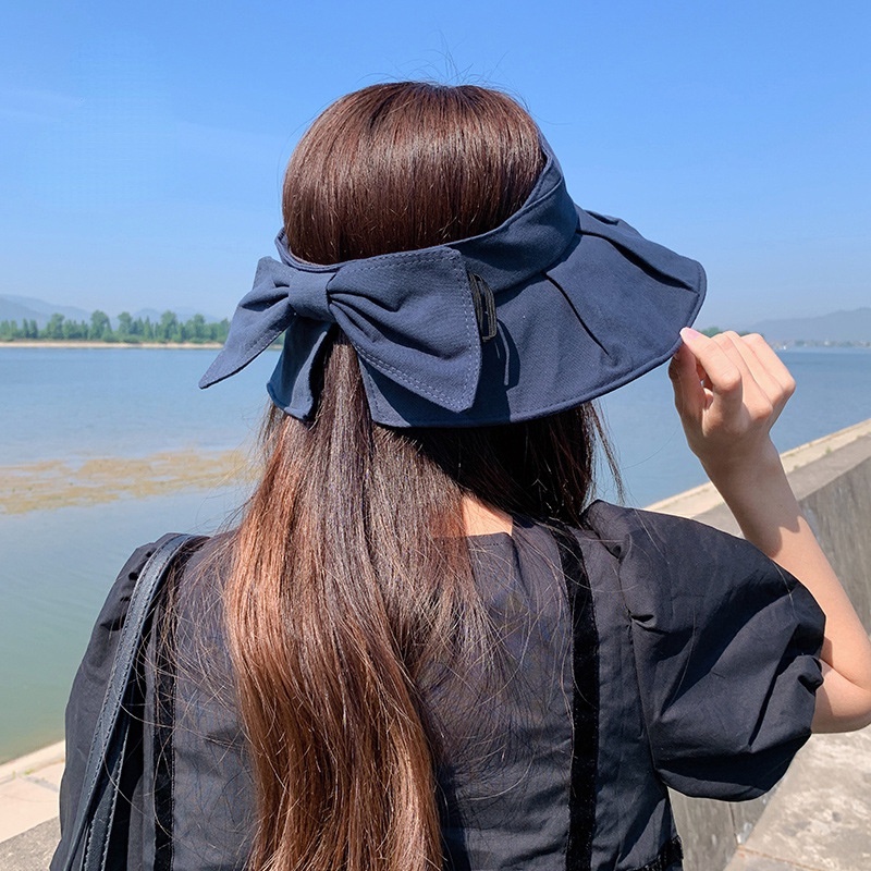 Topi Matahari UV Pelindung Wajah Model Atas Kosong Gaya Korea Untuk Wanita