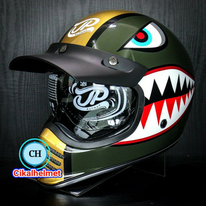 JPX HELM JP SIGNATURE SG 07 SKY GUARD | GREEN GOLD | RETRO CLASSIC| SG07
