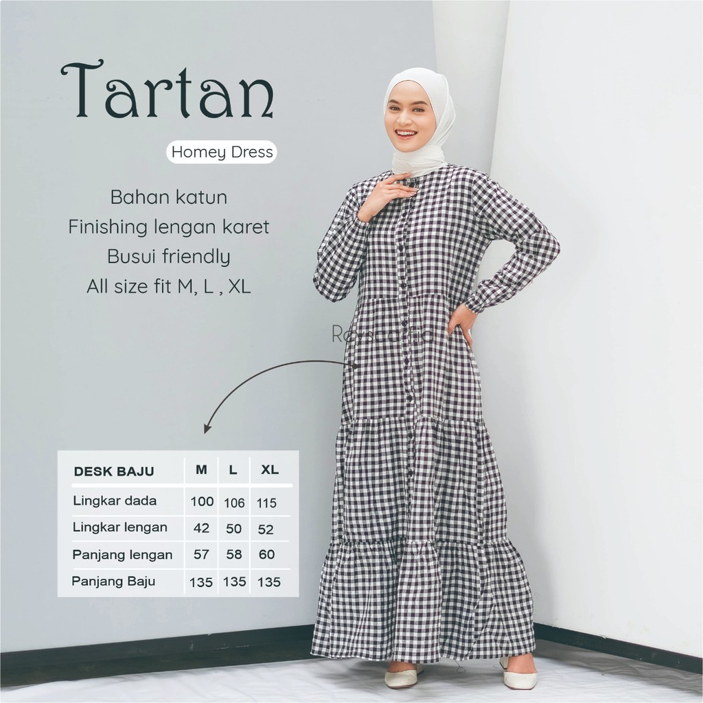 Homey Dress Tartan By Reyscarf Gamis Dewasa Luxury Nyaman Dipakai  Bahan Katun Premium Adem Nyaman Dipakai  I Bisa COD