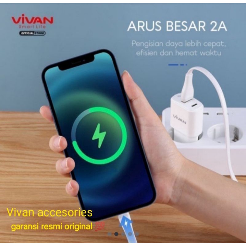 VIVAN SL200S.2A,200CM.Apple Quick Charge SR Extended Protection Flat Design Data Cable WHITE