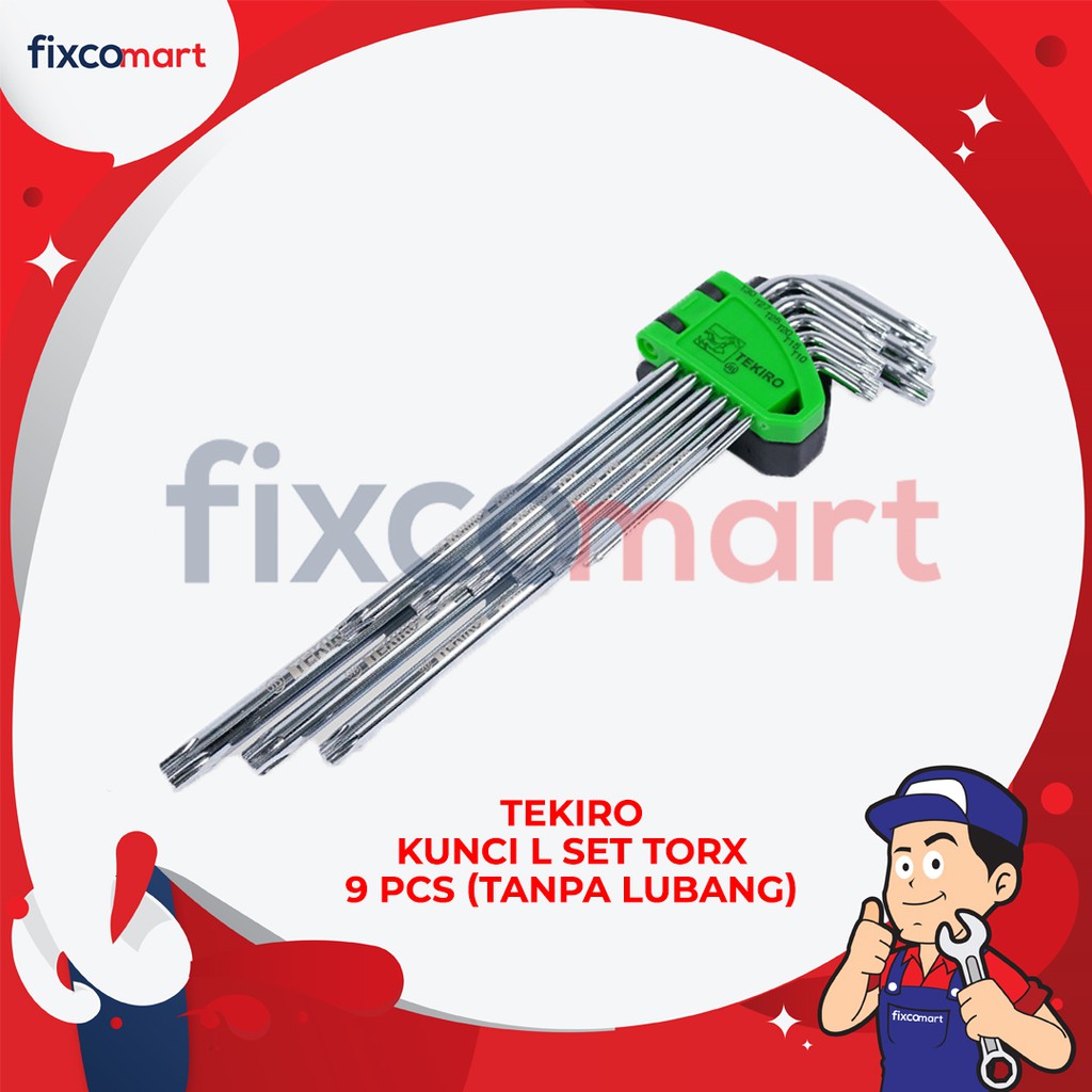 Tekiro Kunci L Set Torx 9 Pcs / Kunci L Bintang Set Tanpa Lubang