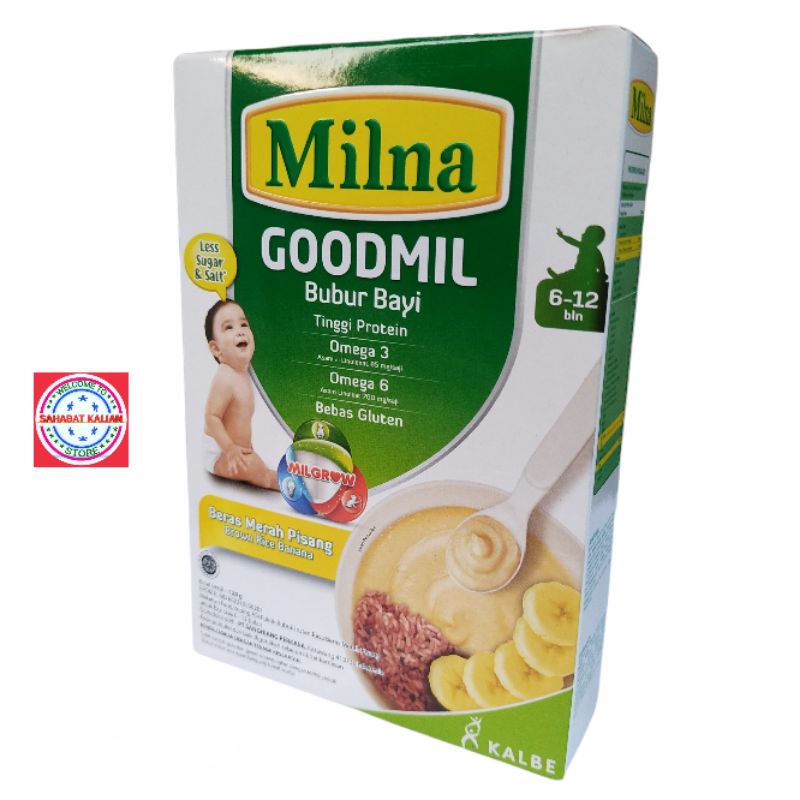 MILNA GOODMIL BUBUR BAYI BERAS MERAH PISANG 120GR 6 - 12 BULAN PER 1 BOX