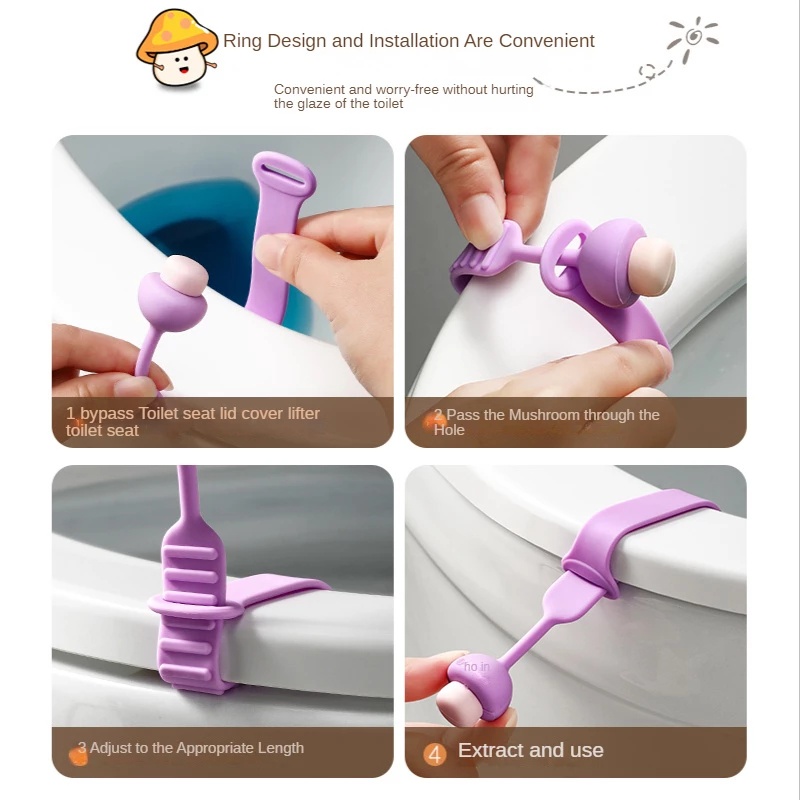 Alat Pengangkat Tutup Toilet Bentuk Jamur Bahan Silikon Warna Permen Anti slip Untuk Kamar Mandi