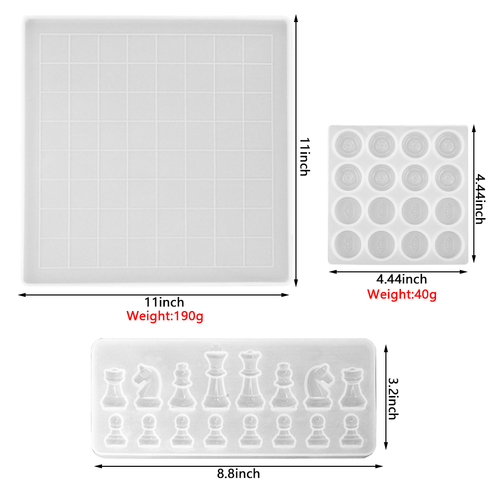 3Packs Cetakan Resin Silikon Papapn Catur, Crystal Resin Casting Mould for DIY Crafts