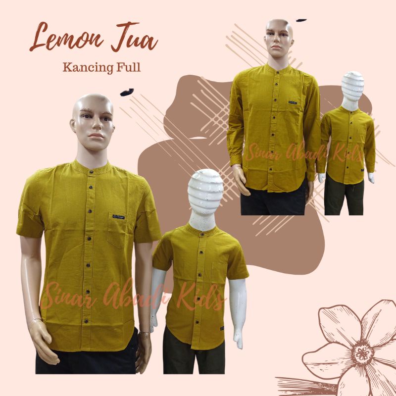 Kemeja Koko Dewasa/Anak warna LEMON TUA