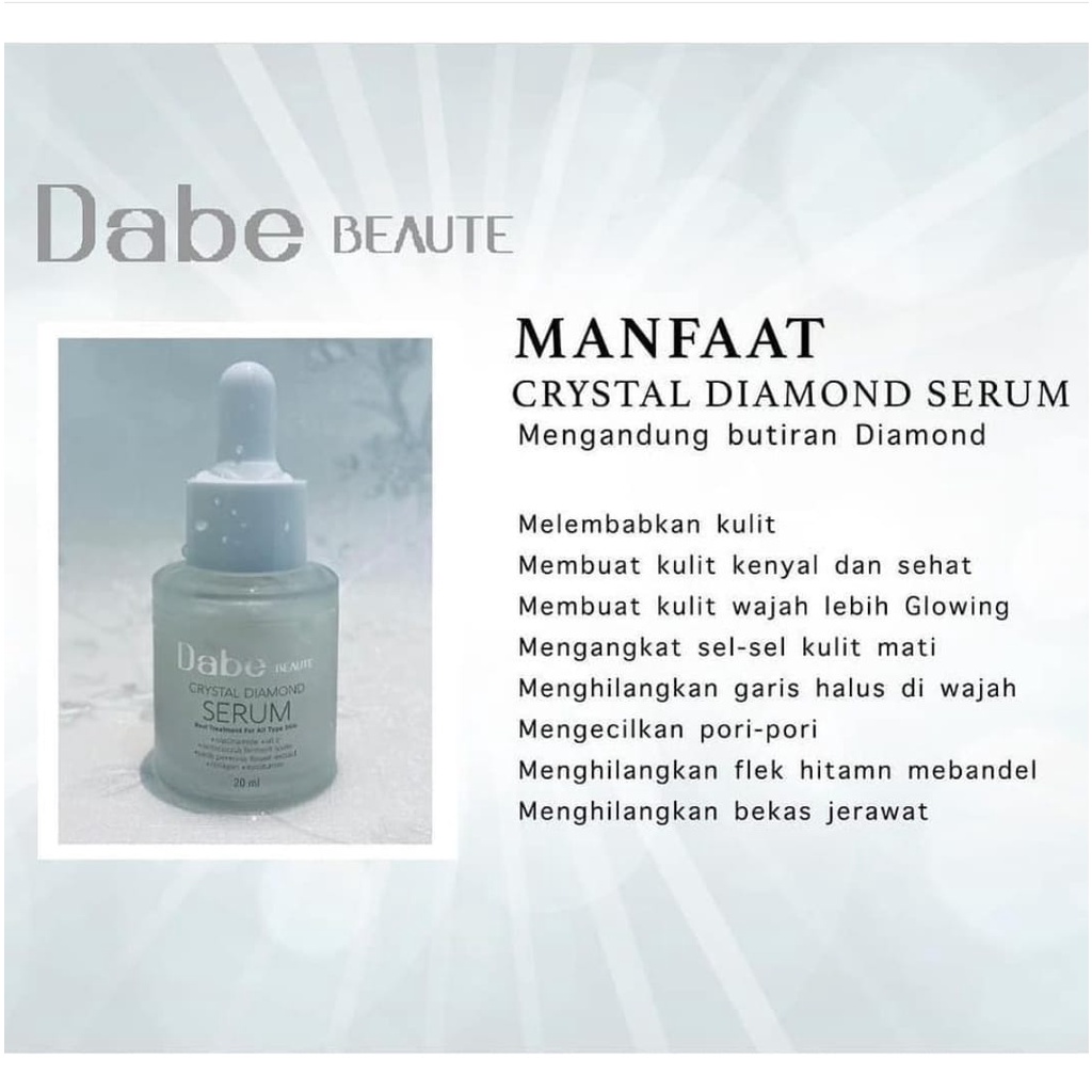 DABE BEAUTE by Bella Shofie | Paket Skincare | Crystal Diamond Serum | Acne Crystal Diamond Serum | Salmon DNA Jell | Glowing Shower | Brightening Lotion