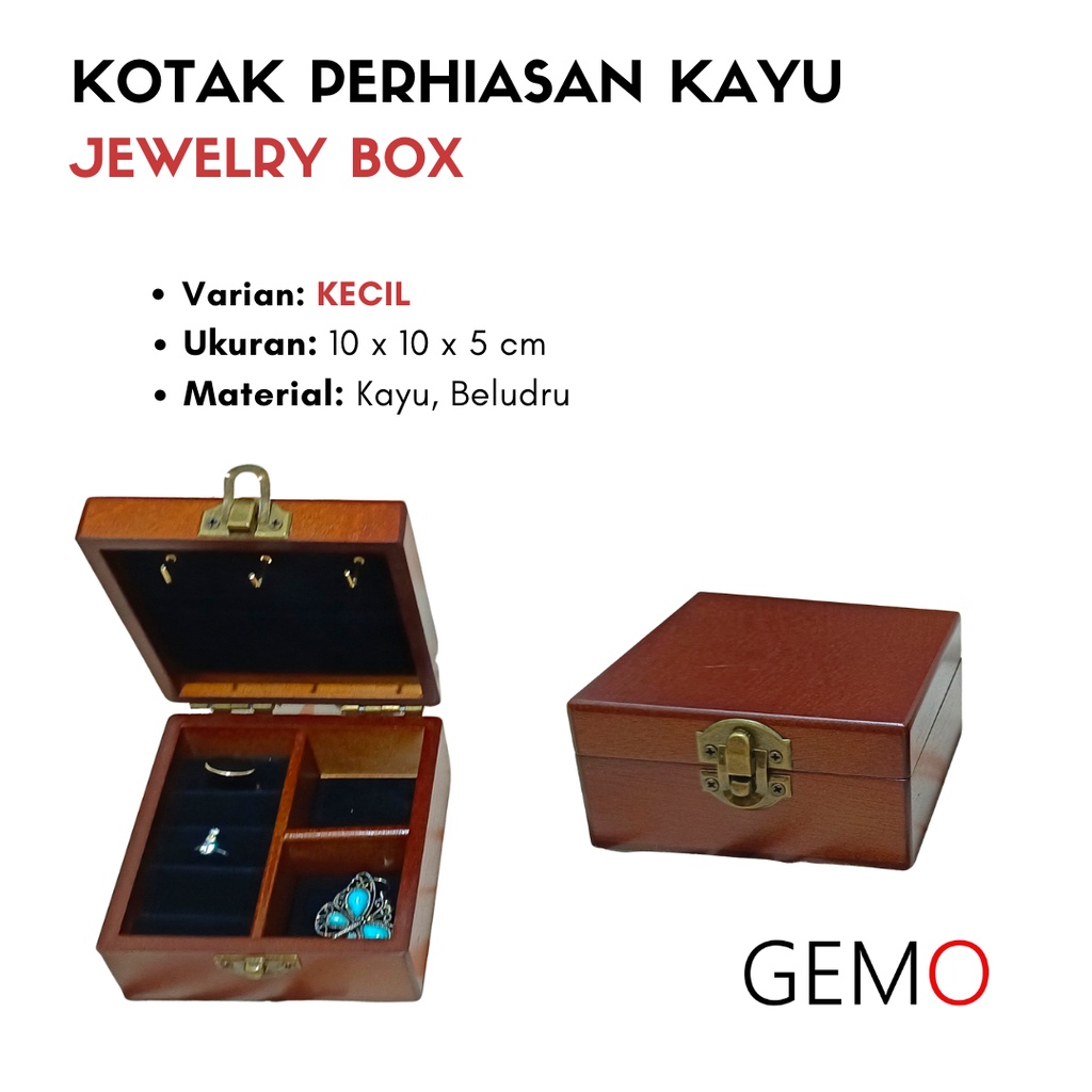 Kotak Kayu Perhiasan Jewerly Box Cincin, Kosmetik, Gelang, Kalung Anting,  Tempat Seserahan Nikah Unik Murah