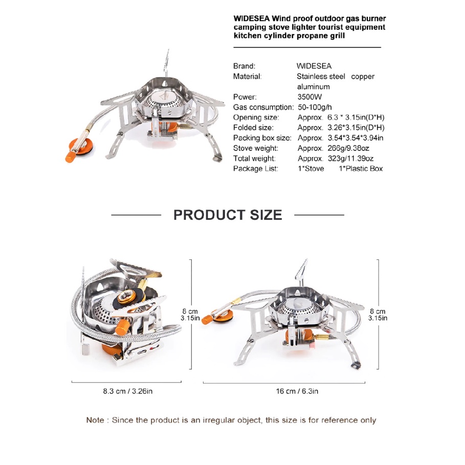 Widesea WSS-207 Windproof Foldable Camping Stove with Adapter -KOMPOR CAMPING ANTI ANGIN