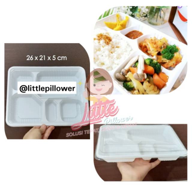 (ISI 25PCS) Mika Bento 5 Sekat/ Box Bento/ Lunch Box/ Tempat Makanan/ Food Container