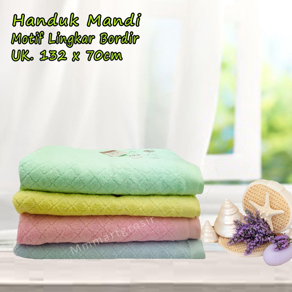 Handuk Mandi / Motif Lingkar Bordir / 132x70cm