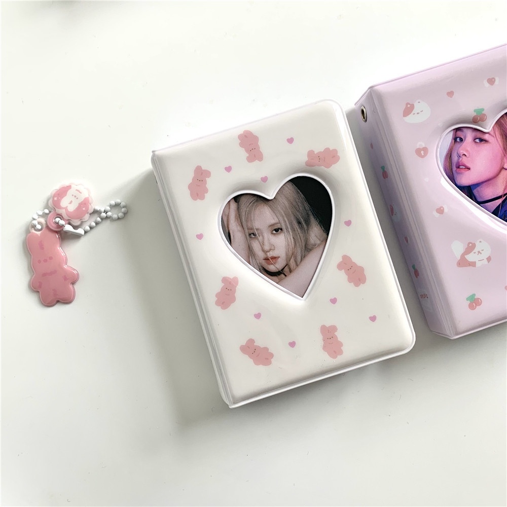 Kawaii Lovely 3inch Mini Photo Album Heart Card Holder 40 Grids Pocket Untuk Polaroid Portable Collect Books