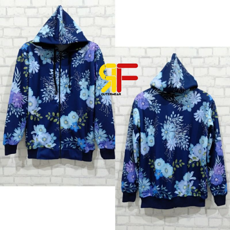 JAKET WANITA PRINTING BAHAN LOTTO/JAKET WANITA MOTIF BUNGA/JAKET SANTUY WANITA