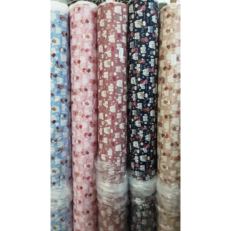 bahan kain katun jepang catton catoon japan desain motif karakter lucu