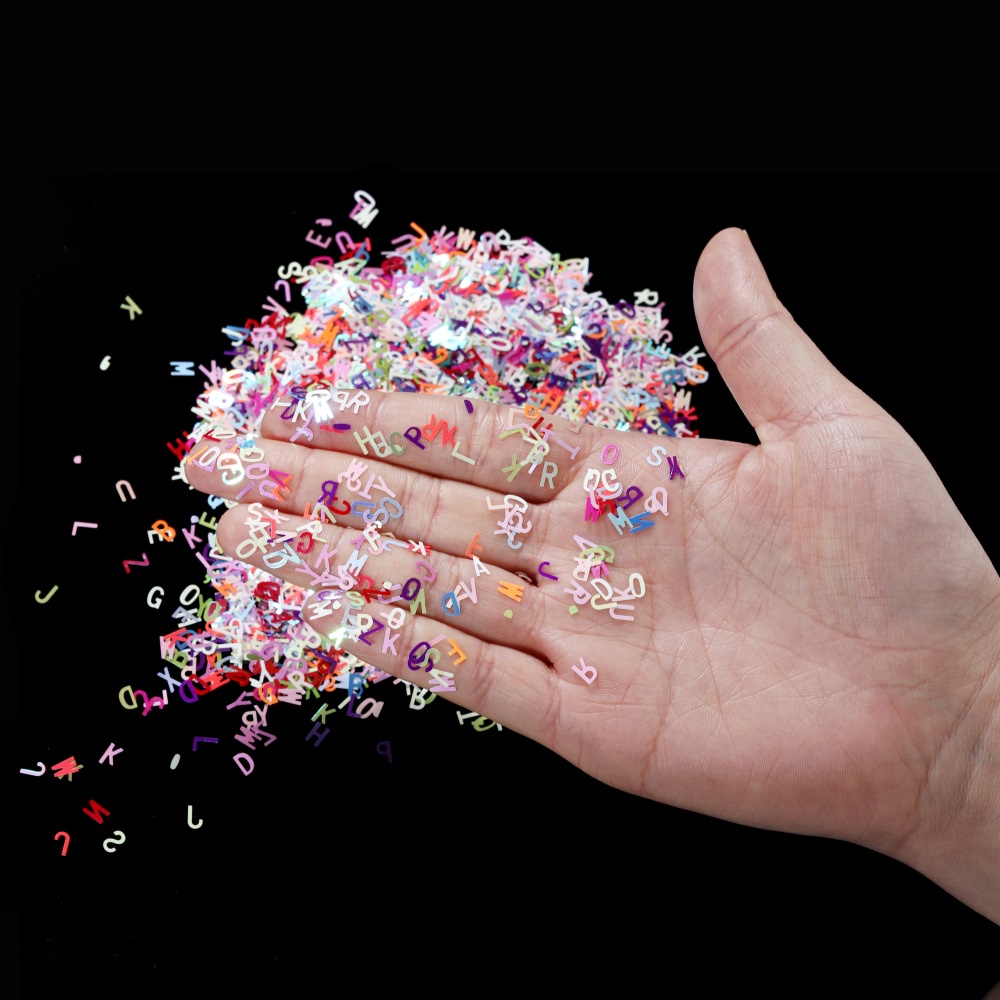 10g / Kantong Glitter Resin Motif Huruf Inggris Untuk Dekorasi Nail Art DIY