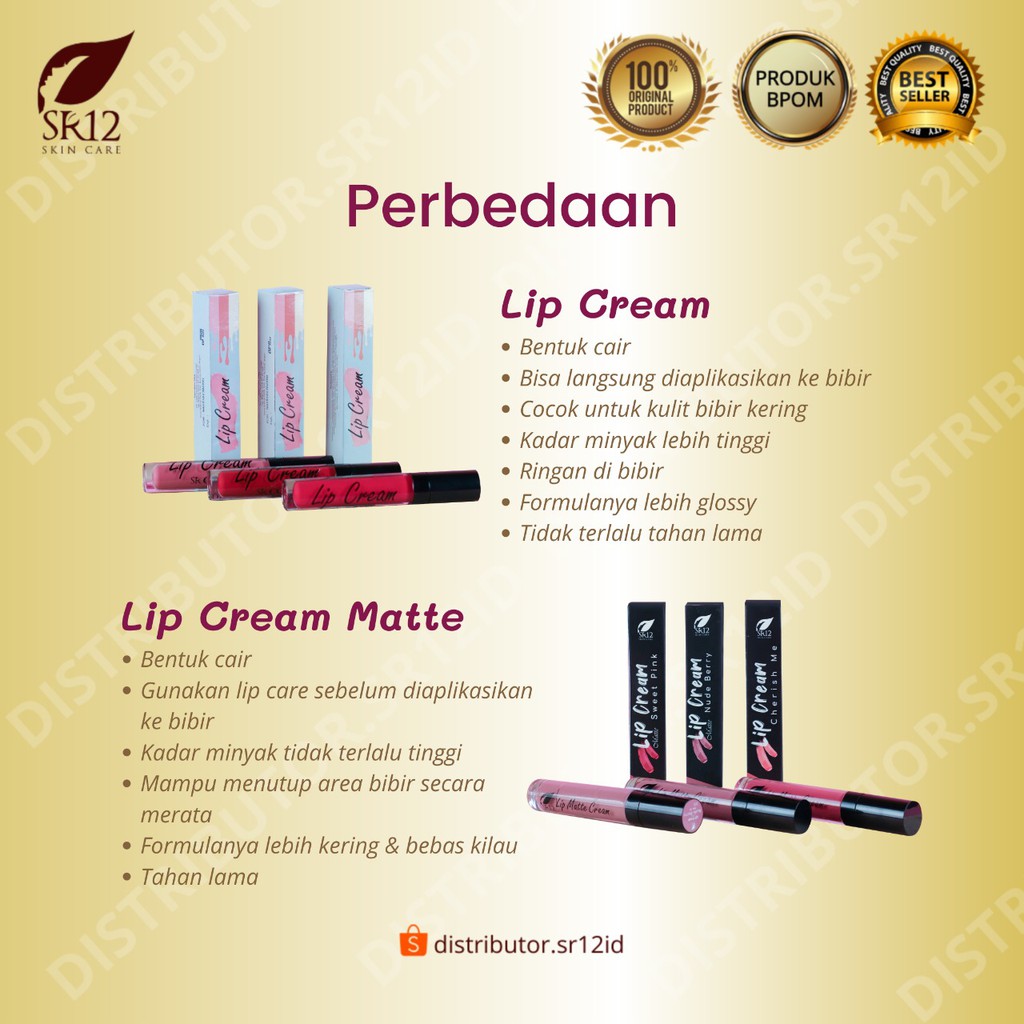 LIP CREAM MATTE CHERISH ME SR12 / WARNA LEBIH TAHAN LAMA LEMBUT DAN MENCERAHKAN BIBIR