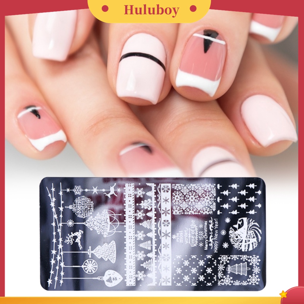 Huluboy Huluboy♡ Plat Stempel Kuku Bahan Stainless Steel Untuk Manicure